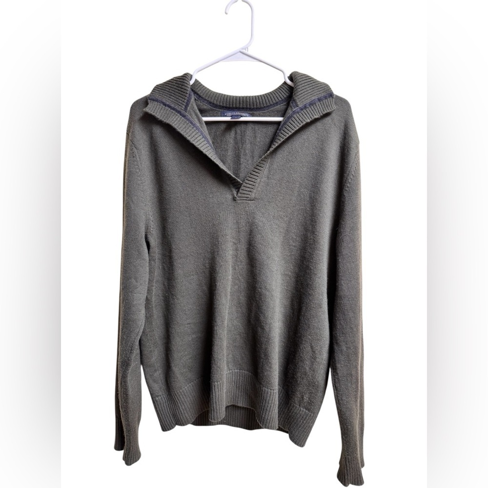 Banana Republic Men’s Sweater M Olive Green Extra Fine Merino Wool Shawl Collar